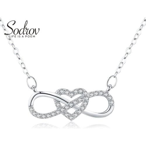 Sodrov 925 Sterling Silver Love & Lucky Chain Necklace Trendy Elegant Heart Fine Jewelry for Women