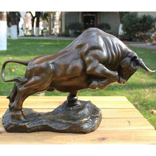 Pure Brass Good value Lucky Art Decoration Sculpture Pure Bronze Copper Pioneering Bull Cow Cattle OX Statue