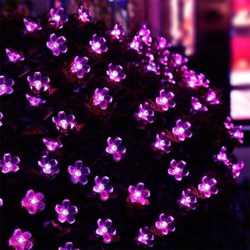 Solar Led String Lights 7M 50Led Peach Flower Solar Lamp Waterproof Outdoor Decoration for Fariy Christmas Garlands Garden Ligh
