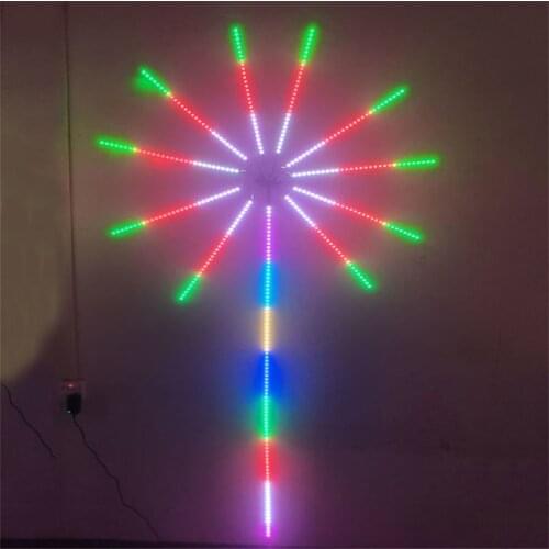 LED Firework Light Music Sync Meteor Shower Rain Light Waterfall Christmas Fairy String Light Bar Party TV Background Garland