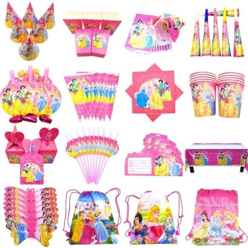 Six Princess Theme Snow White Birthday Party Decoration Cinderella Theme Tablecloth Cup Plate Party Baby Shower Supplies