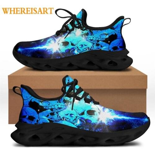 WHEREISART 2021 Fashion Brand Design Blue Skull Shoes Teen Boys Cool Flex Control Black Sneaker Summer Casual Running Footwear