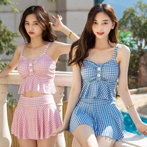 2021 New Women Sexy Swimsuit Two Pieces Korean Style Sunscreen Beach Clothes Swimsuit Female Bathing Suit Swimwear