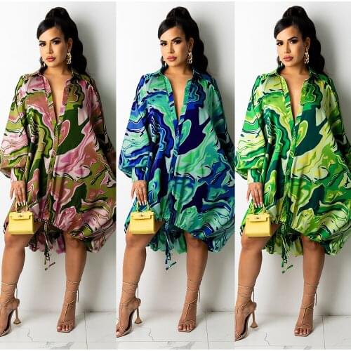 2021 New Summer Autumn Arrival Shirt Dress Evening Vintage Dress Party Oversize Long Beach Women Dresses Loose Robe Vestido