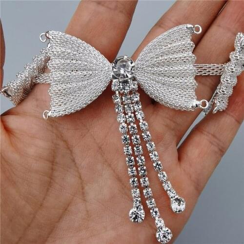 12 Inches Rhinestone Crystal Chain Bling Diamante Lace Diamond Trim Ribbon Necklace Applique Sparkle Wedding Dress 2.76" Width