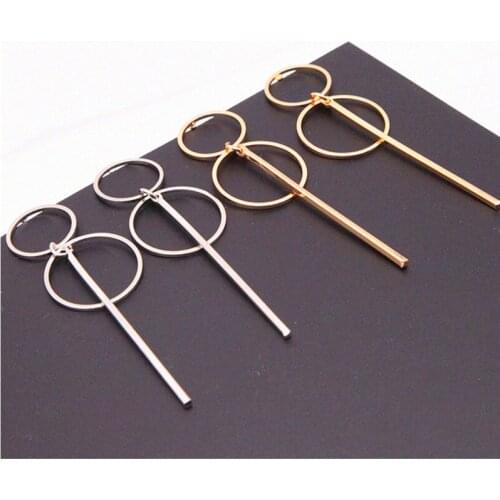 2020 Fashion Earrings Punk Simple Gold Silver Color Long Section Tassel Pendant Size Circle Earrings For Ladies Gifts Wholesale