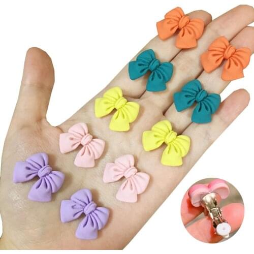 5 Pairs Mix Color Bowknot Bow Lovely Childrens Baby Girl Clip on Earrings kids Ear Clip no Pierced Party Cute Jewelry Gifts