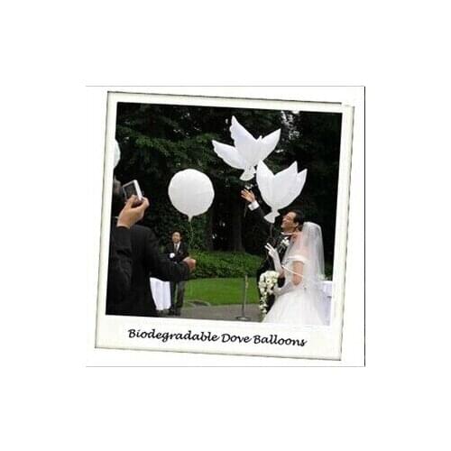 50pcs/lot Wedding biodegradable white Dove Balloons for decoration 100% degradable dove balloon