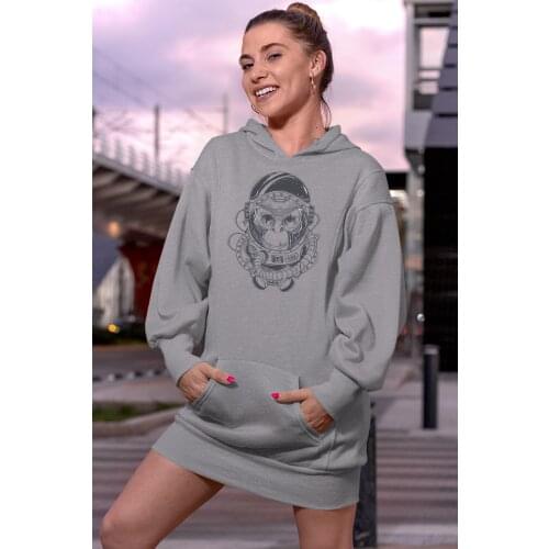 Angemiel Wear Astronot Monkey Gray Dress Sweatshirt Tunik
