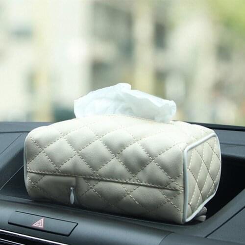 Auto Car Tissue Box Faux Leather Zipper Napkin Storage Paper Holder Vehicle Accessories