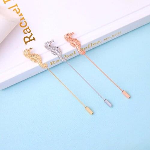 BALANBIU Cute Three-color Alloy Sea Horse Brooches For Women Gifts Sweater Coat Easy-matching Pins Fashion Jewelry Accessories
