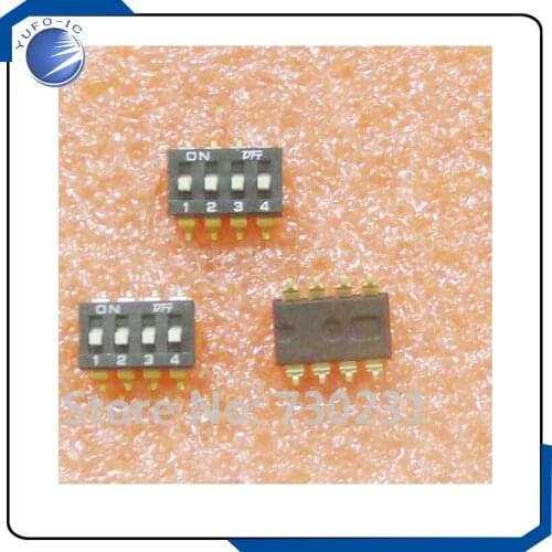 Free Shipping 5Pcs DIP Switch 4 Position DP02 SMD Dual Row 8 Pin 2.54MM Pitch hym