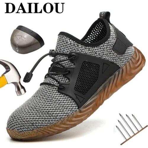 Breathable Work Safety Boots Men Steel Toe Anti-smashing Safety Shoes Puncture-Proof Work Sneakers Lighweight Work Shoes Men