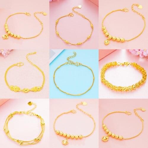 Wedding Bracelets for women 24K gold Bracelet Wholesale bangle gold Color braclet Multilayer winding Link friends jewelry gift