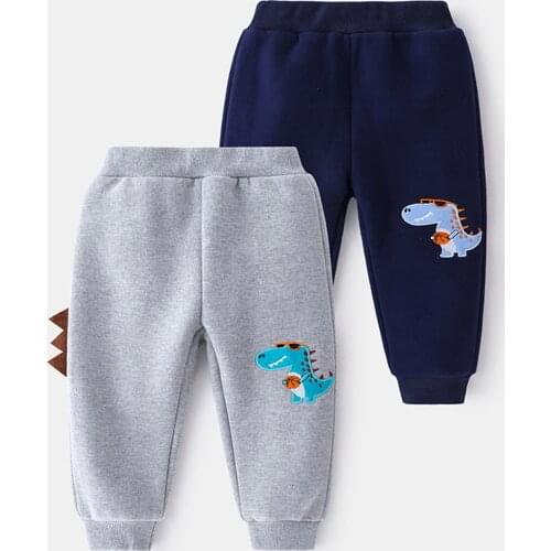 Toddler Kids Baby Boys Trousers Cartoon Dinosaur Printed Warm Pants Children Pants 2 3 4 5 6 Years pantalon chandal niño