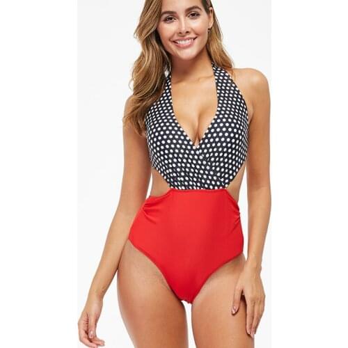 One-Piece Swimsuit Women Sexy V-neck Padded Cups Monokini 2020 Girls Beach Bathing Suit Swimwear