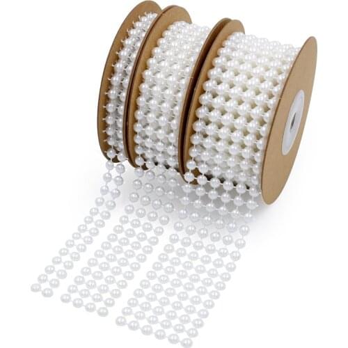 2y Multi-size Craft round Imitation ABS Pearl Beads Cotton Line Chain Trim For DIY Wedding Party Decora Party Jewelry Accessory