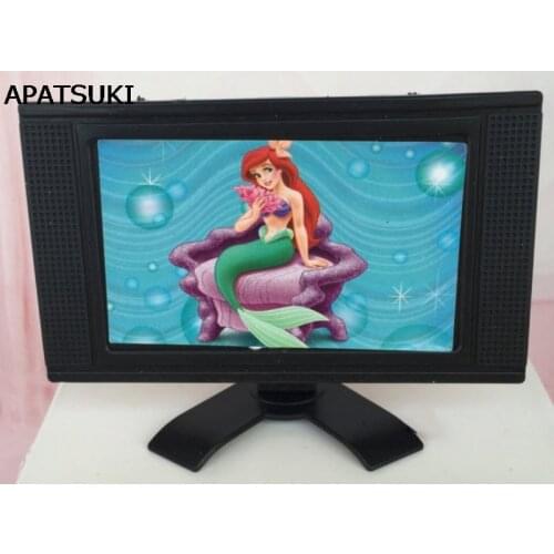 Kids Toy Doll Accessories Mini Fake TV For Barbie Doll House Plastic Furniture Flat Screen Detachable LCD TV for Barbie