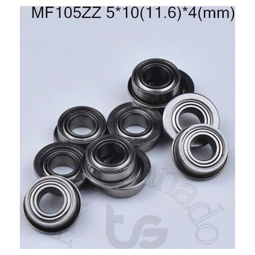 MF105ZZ 5*10*11.6*4MM 10pieces free shipping Flange bearings MF105 MF105Z MF105ZZ chrome steel bearing MF105ZZ