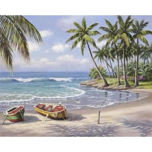 GATYZTORY Mountain DIY oil Painting By Numbers Kits Beach Scenery paint by numbers Picture Color Canvas Wall Decoration Home Art