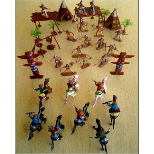 Hard plastic figure Toys /New Soldier / special warfare suits / cowboy doll unit 8 horses+8 cowboys and Indian tribe sets