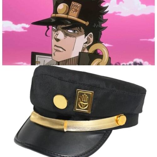 Bimaoxer Anime JoJos Bizarre Adventure Jotaro Kujo Joseph Army Military JOJO Cap Hat+Badge Animation around Jotaro Hat