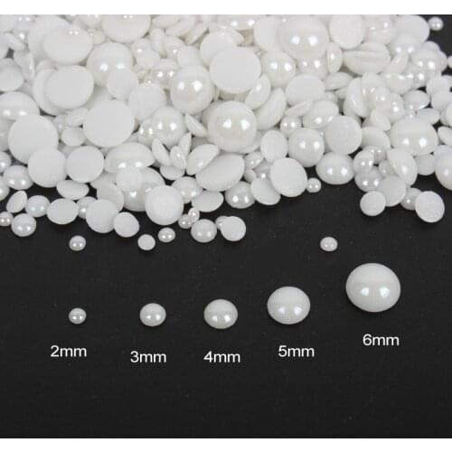 2mm/3mm/4mm/5mm/6mm white Mix sizes 1000pcs/lot Ceramic Beads Half Round Flatback Pearl to glue DIY Nail Art Garment