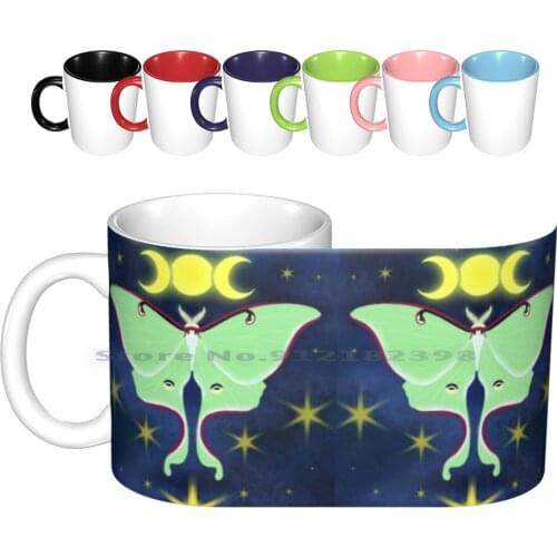 La Luna ( Moth ) Ceramic Mugs Coffee Cups Milk Tea Mug Luna Luna Moth Moth Insect Moon Moon Moth Star Starry Night Starry Night