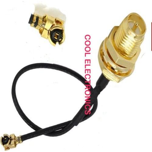 50pcs Connector RP- SMA Female Male to IPX / u.fl Connector Adapter RF Pigtail Cable 1.13mm 15cm Black Cable