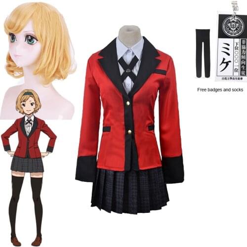 Anime Costume Itsuki Sumeragi Cosplay Wigs Compulsive Gambler Costumes Sumeragi Itsuki JK Uniforms Suits for Women