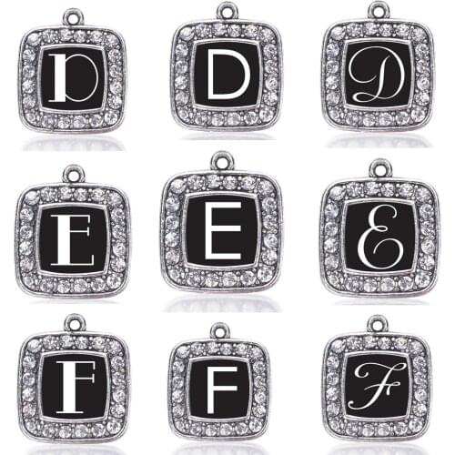 MY INITIALS - LETTER D E F SQUARE CIRCLE CHARM
