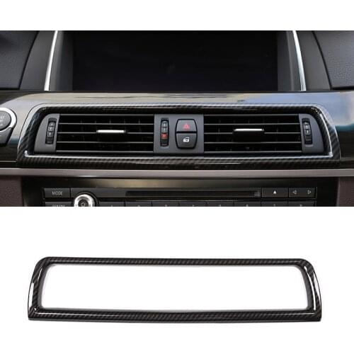 Carbon Fiber Style ABS Chrome Console Air-Conditioning Vent Cover Trim For BMW 5 Series F10 2011-2016