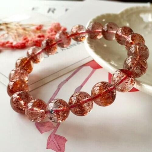 Genuine Natural Lepidocrocite Quartz Red Super 7 Crystal Rare Women Man 10.5mm Round Beads Stretch Bracelet AAAAA Certificate