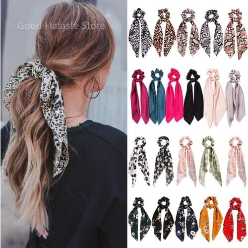 2021 New Candy Color Hairband for Women Girls Hair Scrunchie Bow Knot Scrunchy Bows Ponytail Holder Hair Ties Hair Accessories
