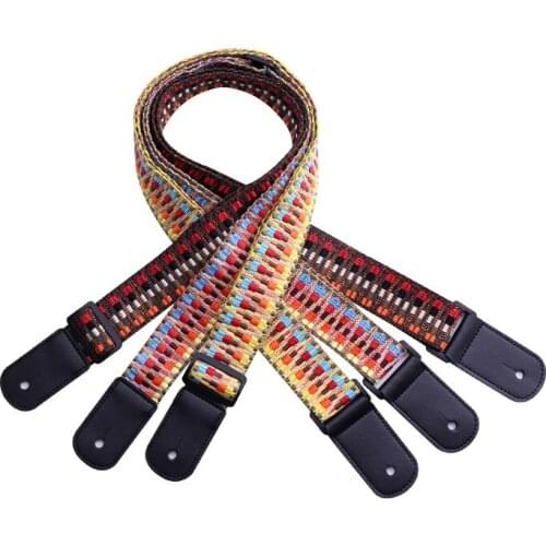 New Ukulele Ukuleli Straps National Style Jacquard Woven with Classic Rainbow Tail Nail Straps