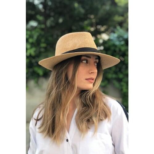 Panama Hat with Straw Ribbon beach hat healthy for sun modern md trend 2021 brown beige