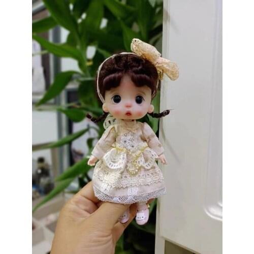 Khaki Dress Ob11 Doll Clothes Skirt Bow Suit 16cm Doll Clothes GSC YMY P9 Universal Accessory