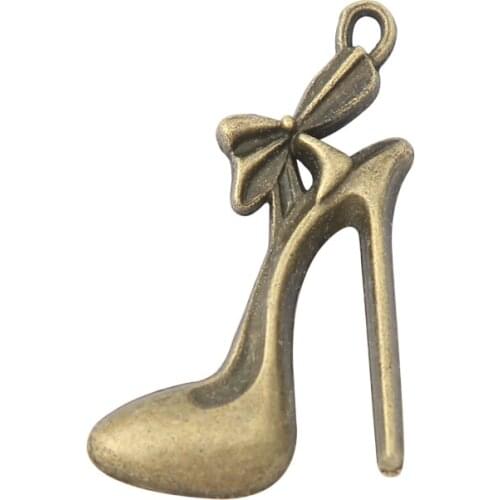 RAINXTAR Fashion Alloy Lady High-heel Shoe Charms 19*29mm 50pcs AAC1442