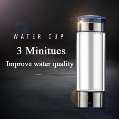 Portable USB Rechargeable Hydrogen Rich Water Generator lonizer Alkaline Energy H2 Healthy Smart Bottle Anti Aging 430ml