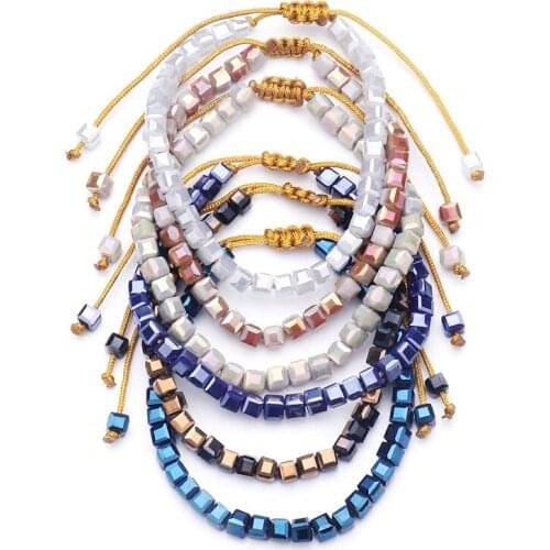 Retro Handmade Crystal Bead Friendship Bracelets Coloful Cristal Stone Beaded Adjustable Bracelet For Women Bohemia Bracelets