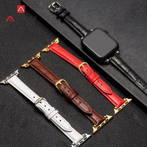 Genuine Leather Strap for Apple Watch iwatch 6 5 4 3 2 SE 38mm 42mm 40mm 44mm Gold Beads Women Slim Replacement Wrist Band Pink