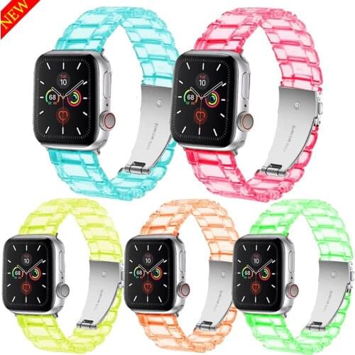 For Apple Watch Bands 4 5 6 SE Strap Transparent Plastic Glacier Colorful Breathable Watchbands for iWatch 44mm 42mm 40mm 38mm