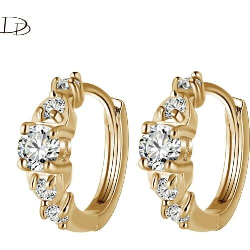 DODO Five AAA Zircon Inlay Luxury Hoop Earrings Silver/Gold Color Brincos Fashion Jewelry Austrian Crystal Earrings Women E138