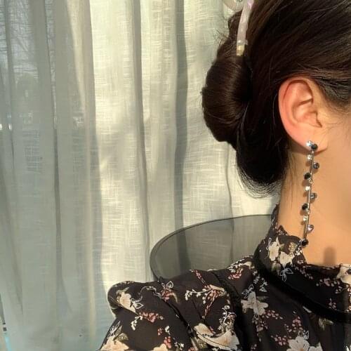 Mihan Fashion Jewelry High Quality Clear Black Crystal Earrings 2021 New Design Long Stick Drop Earrings For Women Girl Gifts