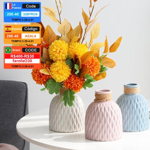 Nordic Ins Style Vases Home Decor Anti-ceramic Vases Imitation Rattan Flower Vase Pot Wedding Room Decoration Unbreakable Basket