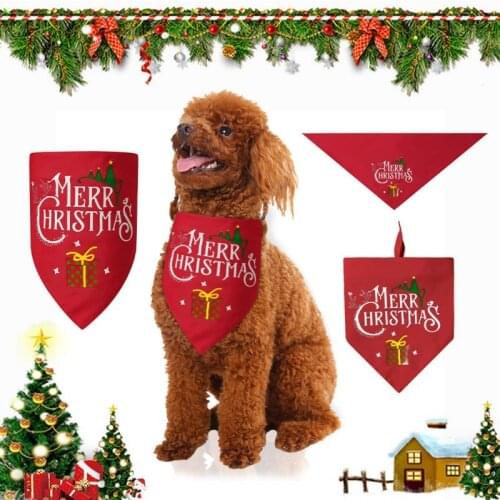 Dog Cotton DurableChristmas Plaid Elk Printed Triangular Bandage Cat Washable Decoration Scarf