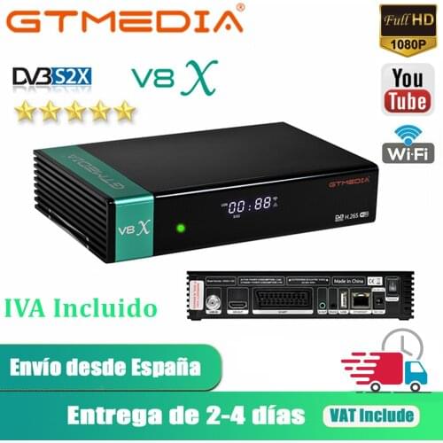 GTmedia V8X Satellite Receiver DVB-S/S2/S2X SCART+CA with LED Display 2.4G WiFi 1080P HD TV Box V8 Digital Satellite TV Receiver