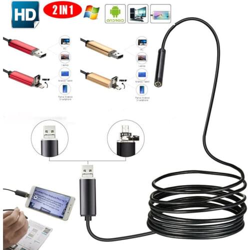 2 in 1 5.5mm USB Endoscope Borescope Snake Inspection Camera Android Mobile Phone 5M