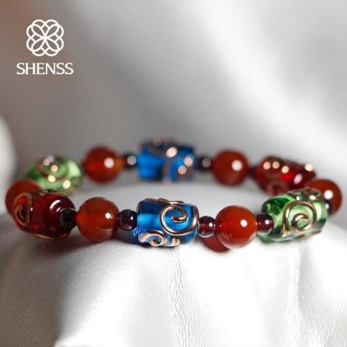 Bohemian Style Single Layer Agate & Crystal Bracelet Personality S925 Sterling Silver Accessories Bracelet