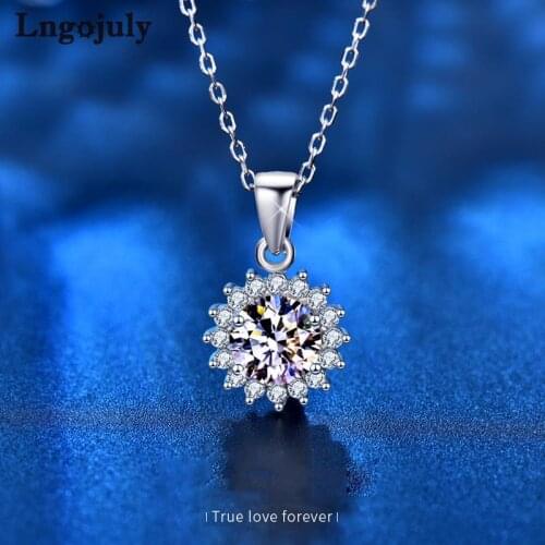 Pure 925 Sterling Silver Moissanite Pendant Necklaces For Women Bride Romantic Wedding Party Solid Silver 925 Jewelry Gift